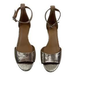 J. Crew Metallic Gold Demi-Wedge Ankle Strap Sandals Women's Size 8.5
